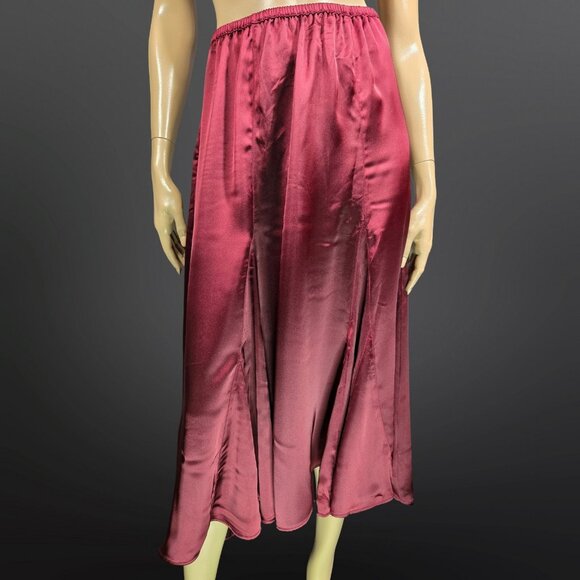 Y2K Burgundy Satin Maxi Skirt Size S Witchy Gothic Whimsigoth Max Studio - Picture 1 of 9